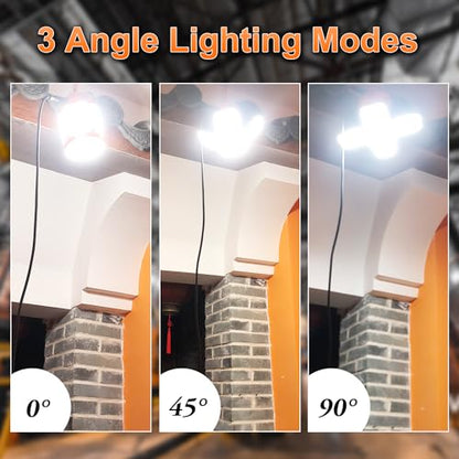 60w LED Temporary Work Light,9000Lm 5000K Super Bright Construction Lights 4 Adjustable Light Panels,Led Work Light IP67 Dust Waterproof with Hook Portable Linkable for Job Site Garage Lighting - size: 60 W