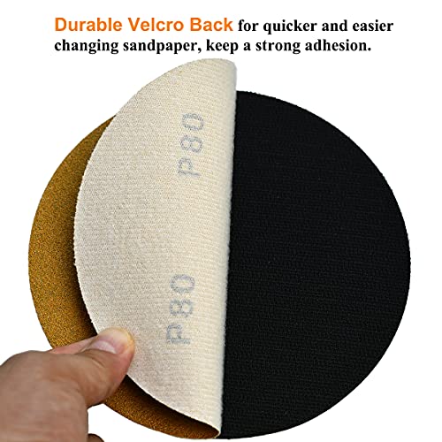 6-Inch No-Hole Hook and Loop Gold Sanding Discs 80-Grit, 100-Pack