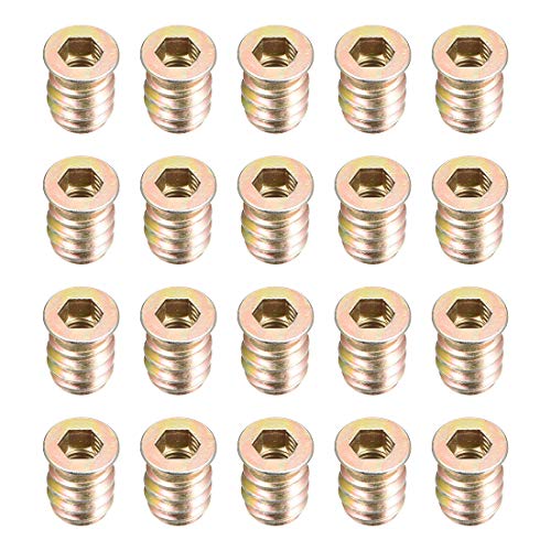 uxcell Wood Furniture M6x15mm Threaded Insert Nuts Interface Hex Socket Drive 20pcs - size: M6x15mm