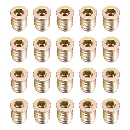 uxcell Wood Furniture M6x15mm Threaded Insert Nuts Interface Hex Socket Drive 20pcs - size: M6x15mm