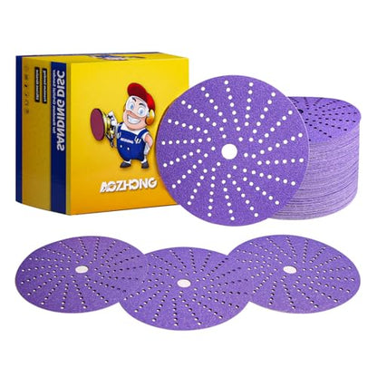 120 Grit, 6 in, 50 Pcs Ceramic Multi-Hole Sanding Disc, Hook and Loop, Premium for Fast Cutting, Film Back for Long Lasting, Premium Option for Metal Wood, Stock Removal, Fine Finishing - style: 6in - 120 Grit