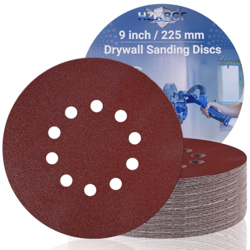 20 PCS 9 Inch 10 Hole Sanding Discs, 180 Grit Hook and Loop Round Sandpaper - color: 180Grit 20PCS