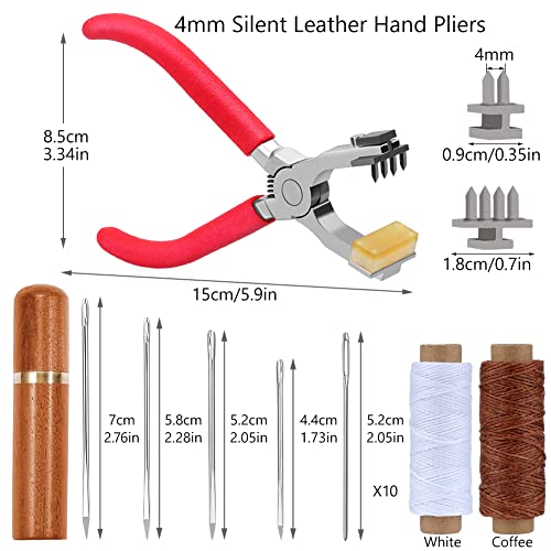 BUTUZE Leather Hole Punch,4mm Silent Rhombus Punch, Stitch Chisel -Red - color: Red