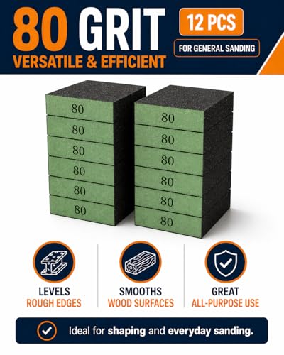 12Pcs Sanding Block Sponge Set, Reusable Sandpaper for Wood & Drywall - color: Green