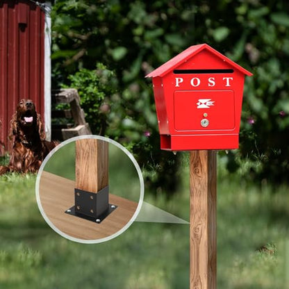 Post Base, 4 x 4 inch Wood Fence Post Anchor Base, Heavy Duty Powder-Coated Steel Post Bracket with Screws, for Deck Porch Railing (10 Pack Post Base 4x4") - size: 10 Pack Post Base 4x4"