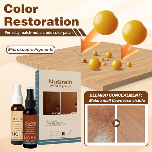 NuGrain Wood Repair Kit, Professional Wood Floor Scratch Repair,Easy-Fix Wood Furniture Repair- Restores Wood Scratch, Covers Nicks, Hides Minor Defects, Restore a Finish for Wood