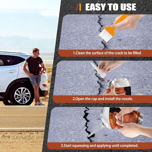 Asphalt Crack Filler 4Pack, High Elasticity Driveway Crack Filler,Self Leveling Waterproof Asphalt Crack Sealant Repair Sealer for Blacktop Concrete Cement Driveway,Walkway, Road,Patio(Black) - color: black
