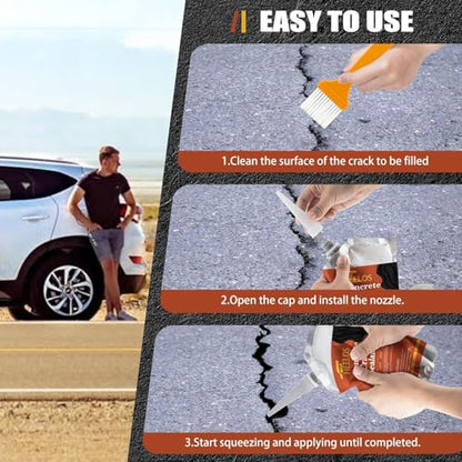 Concrete Crack Filler,2Pack High Elasticity Driveway Crack Filler,Self Leveling Waterproof Asphalt Crack Sealant Repair Sealer for Blacktop Concrete Cement - color: black