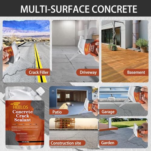 Concrete Crack Filler,2 Pack Cement Crack Sealant, High Elasticity Crack Filler Repair Sealer, Self Leveling Waterproof Caulking Glue Sealing Adhesive for Concrete Driveway, Patio, Sidewalk (Grey) - color: grey