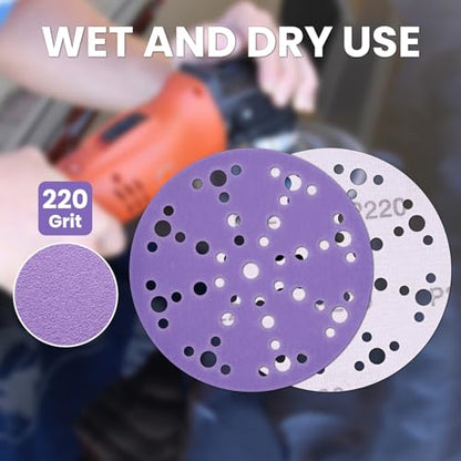 6 Inch 49 Hole Ceramic Sanding Discs 220 Grit, 50 Pack - style: 220 Grit