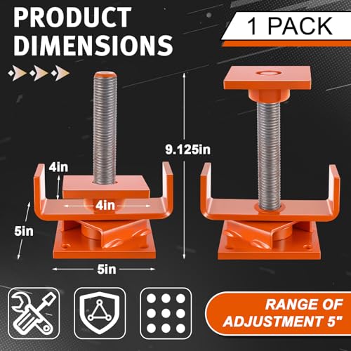 Lasnten 1 Pcs Timber Jack Adjustable Screw Jack Post with 5" Adjustment Range for Crawl Space Shoring Basement Beam Support House Floor Leveling Foundation Joist Lifting(4x4 with 15,000 Lbs Capacity)