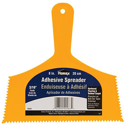 Homax Adhesive Spreader, 8", 3/16" Tooth, Hardwood Flooring Spreader,Orange - size: 8 inch, style: 3/16" Tooth