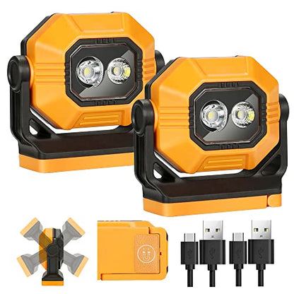 Easymaxx Rechargeable Magnetic Work Light 2 Pack, 1500LM LED Flashlight