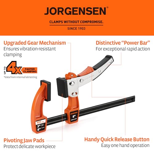 Jorgensen 8-Inch Bar Clamp Set, Ratcheting Bar Clamps, 2 Pack - size: 8 Inch