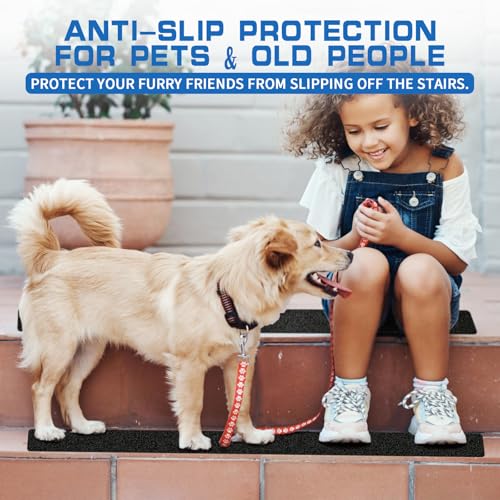 LadyRosian Outdoor Stair Treads Non Slip 10-Pack Black 6" x 30" - Weather Resistant Adhesive Heavy Grip Tape - Waterproof Anti Skid Strips - color: Black, size: 6" x 30"