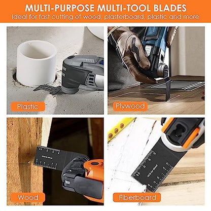 8Pcs Oscillating Saw Tool Blades Set Bi-metal Stainless Steel Multitool Blades Kit Quick Release Oscillating Blades Precise Cutting Saw Blades with 3 Gaskets for Wood Plastic Cutting(8pcs)