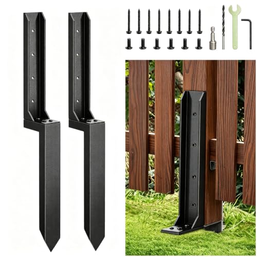 Fence Post Repair Kit 2 Pack, Heavy Duty Steel Fence Anchor Ground Stakes