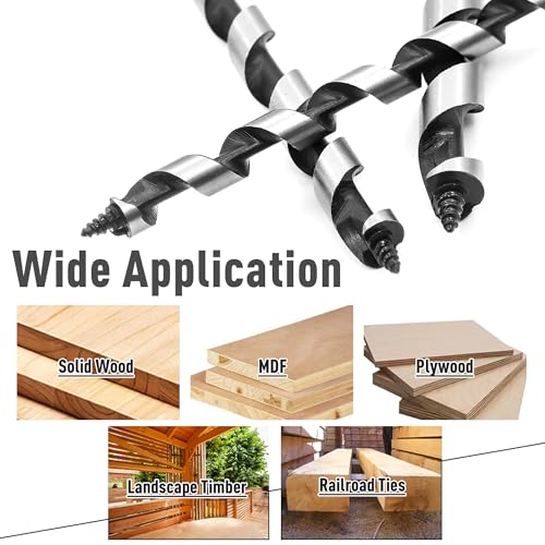 1/2 Inch x 6 Inch Long Ship Auger Drill Bit Set for Wood - size: 1/2"x6"