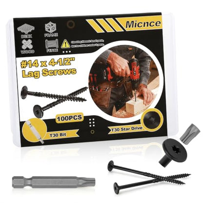 #14 x4-1/2'' Heavy-Duty Outdoor Deck Screws,Multi-Purpose Framing Screws - size: #14 x 4-1/2"