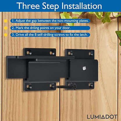 7" Flip Gate Latch Lock for Wooden Fence with Padlock Hole - size: 2 Pack
