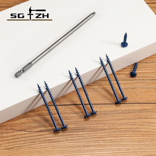 Pocket Hole Screws #8 x 1-1/4" (160Pcs) 1lb. Carbon Steel, Blue, Washer Head, Coarse Thread, Square Drive,150MM Drive Bit Included - color: Blue, size: #8 x 1-1/4"