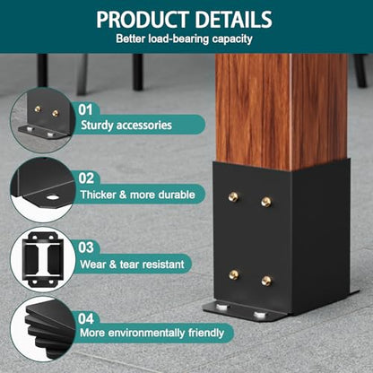 4x4 Post Base 8 Pcs, Deck Post Base,Heavy Duty Post Anchor Brackets - size: 4x4, style: 8pcs