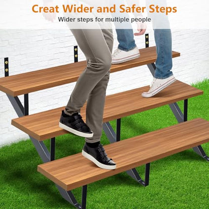 Steel Stair Stringer 3 Step, Metal Stair Stringers for Deck Height 27 inches, Steel Stair Step Riser for Outside Stairs 3 Pack - size: 3 Step