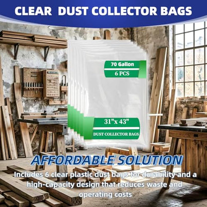 709563 Dust Collector Bags Clear Plastic 6 Pack