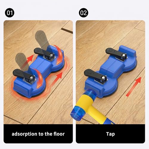 Floor Gap Fixer Tool, 2PCS Double-Head Vacuum Suction Cup Repair Tool, Durable Hammer and 5pcs Sticky Pads, for Laminate, Vinyl, Wood & Tile Flooring