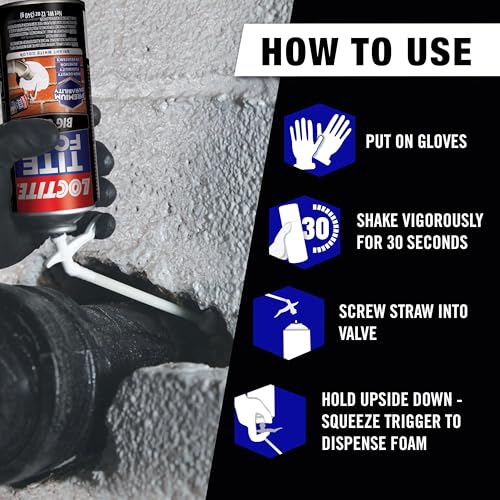 Loctite Tite Foam Big Gaps Spray Foam Sealant, 12 fl oz Can, 12 Pack - Polyurethane Expanding Insulation - size: 12 Pack