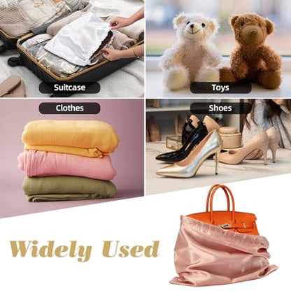 3Pack Drawstring Dust Bags for Handbags Silk Purses - color: Pink, size: 23.6×19.6 in