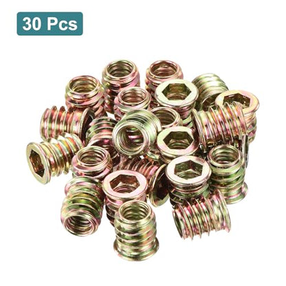uxcell 30pcs Threaded Inserts 5/16"-18x19/32 Zinc Alloy Hex Socket Drive
