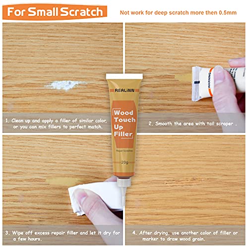 REALINN Wood Furniture Repair Kit 8 Light Colors, Wood Fillers - color: Light