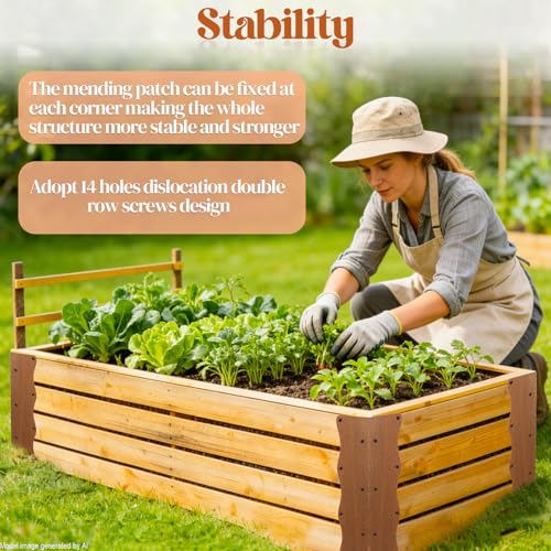 8 Pcs Metal Raised Garden Bed Corner Brackets L-Shape (11"x3"x3"), Brown