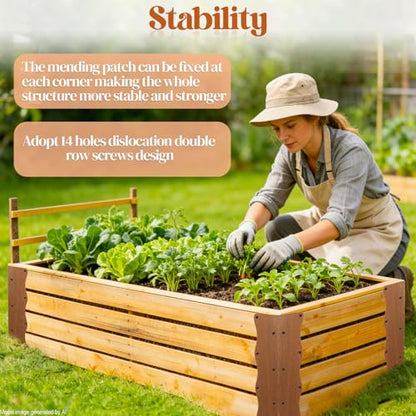 8 Pcs Metal Raised Garden Bed Corner Brackets L-Shape (11"x3"x3"), Brown