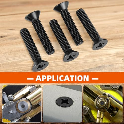 M4 x 30mm Flat Countersunk Head Machine Screws, Cross Screw, 304 Stainless Steel 18-8, Black Finish, 50 PCS - size: M4 x 30mm
