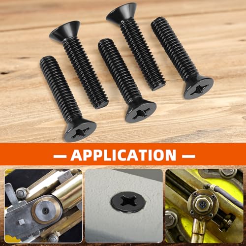 M4 x 10mm Flat Countersunk Head Machine Screws, Cross Screw, 304 Stainless Steel 18-8, Black Finish, 50 PCS - size: M4 x 10mm