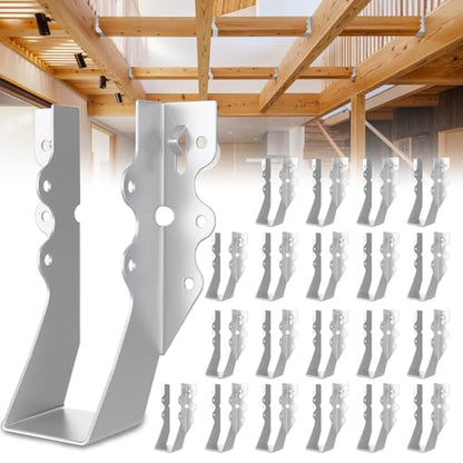 25 Pcs 2x6 Joist Hangers,18 Gauge Metal Face Mount Joist Hangers, Lu26 Joist Hanger Galvanized, Hurricane Ties for Rafter, Rafter Brackets 2x6 for Deck,Floor,Roof Overhang and Ceiling Joist - size: 25 Pcs 2x6 Joist Hanger, style: Silver