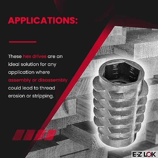 E-Z LOK Knife Thread Insert for Soft Wood, Hex Flush, 0.3125-18, Pack of 40 - size: 5/16"-18 Internal Threads, 0.789" (Pack of 2000)