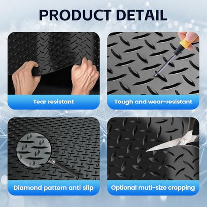 StellarStar 8x20 FT Garage Floor Mat, 2.8mm Thickened PVC Diamond Plate - color: Black, size: 8x20 FT