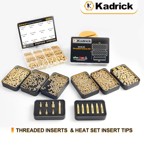 KADRICK 620Pcs M2 M2.5 M3 M4 Heat Set Inserts Kit with Heat Set Insert Tips - size: Kit M2-M4 620Pcs
