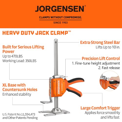 Jorgensen 470 lbs Jack Clamp, Cabinet Jack Lifting Tool