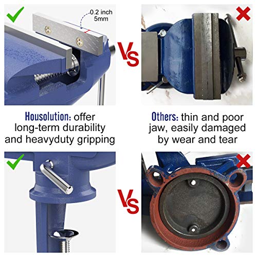 Housolution Universal Table Vise 3 Inch, 360°Swivel Base Bench Clamp - color: Blue
