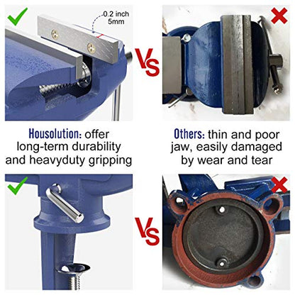 Housolution Universal Table Vise 3 Inch, 360°Swivel Base Bench Clamp - color: Blue