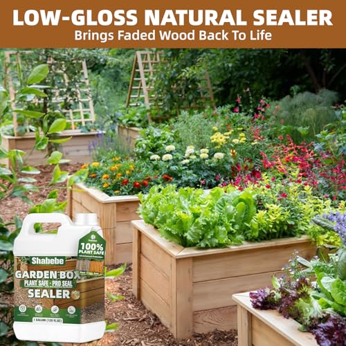 Garden Box Sealer Pro Grade 1 Gallons – Plant-Based, Non-Toxic Wood Sealer for Raised Garden Beds, Planters & Pet Shelters, Water & Weather-Resistant Finish for Outdoor Wood - size: 1 Gallon