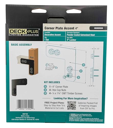 Deck Plus Ironwood 90 Degree Outside Angle, 4in, 1 Pack, Black