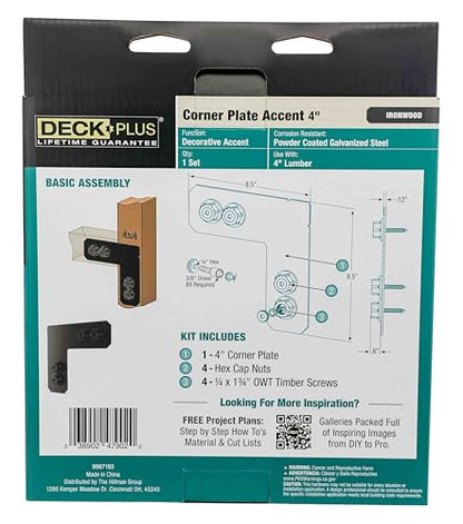 Deck Plus Ironwood 90 Degree Outside Angle, 4in, 1 Pack, Black