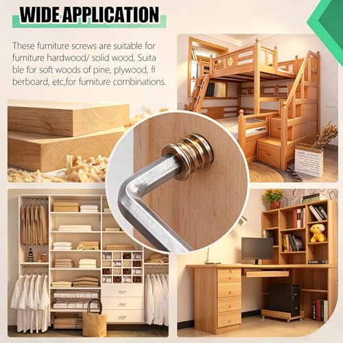 Twidec/80PCS 1/4"-20 Threaded Inserts for Wood Furniture Screw-in Nut Wood Inserts Bolt Assortment Kit with M6 Hex Wrench (1/4"-20 x15mm) N-059 - size: 1/4"-20 x 15mm (80 PCS)