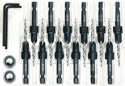 FTG USA 12 Pc #6 (9/64") Countersink Drill Bit Set with Tapered Drill Bits - size: #6, style: Same Sort 12 Pc