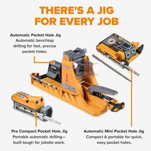 BORA Pro Compact Metal Pocket Hole Jig Complete Kit, Auto-Calibrating - size: Compact Jig